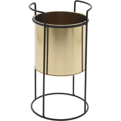 Ghiveci din metal auriu cu suport, înălțime 31 cm
