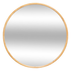 Oglindă de perete KIM cu ramă din lemn, Ø 75 cm