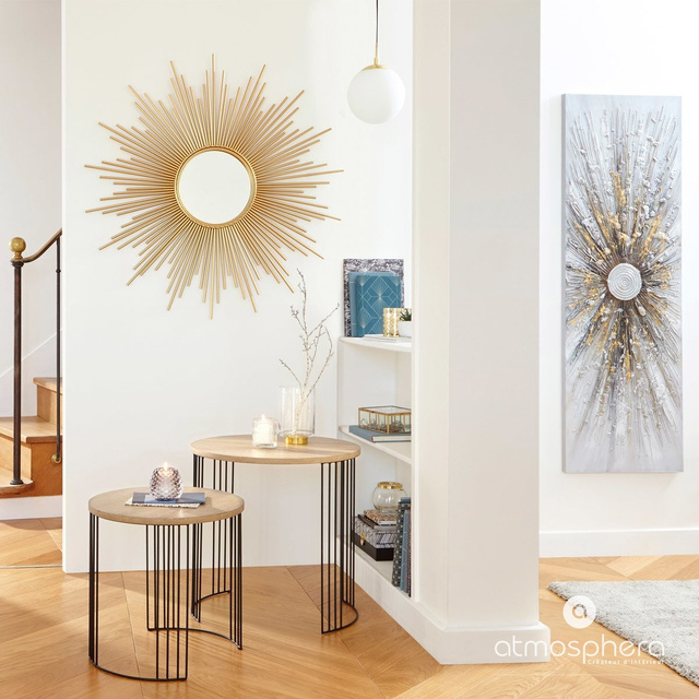 Oglindă decorativă de perete GOLD SUN Ø 100 cm