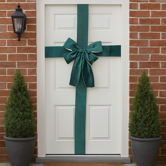 Decorațiune de Crăciun pentru ușă, fundă, 33 x 42 cm