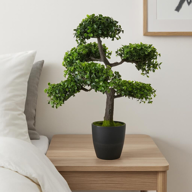 Copac Bonsai artificial în ghiveci, 32 x 32 x 50 cm, model 1