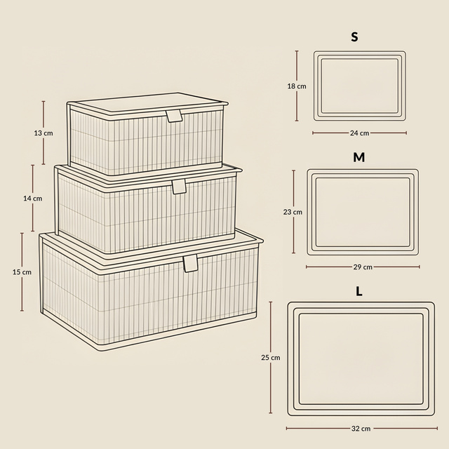 Set de coșuri închise de trei dimensiuni TILVA, negru