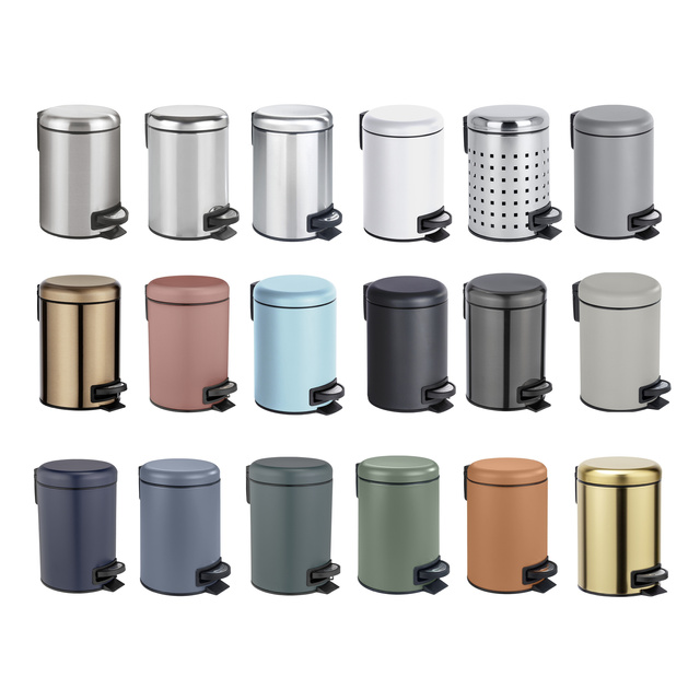 Coș de baie LEMAN MATT, recipient pentru gunoi, 3 l, WENKO, gri