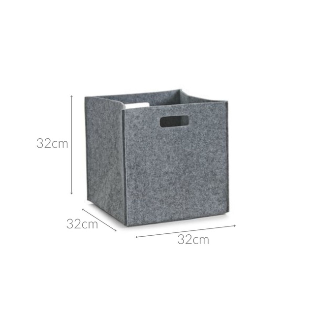 Coș de depozitare, pătrat, din fetru - recipient de 33 l, ZELLER, gri