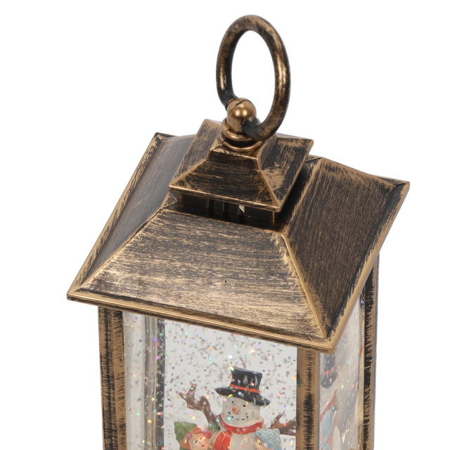Lanterină decorativă de Crăciun cu LED, apă și sclipici, 23 cm, om de zăpadă