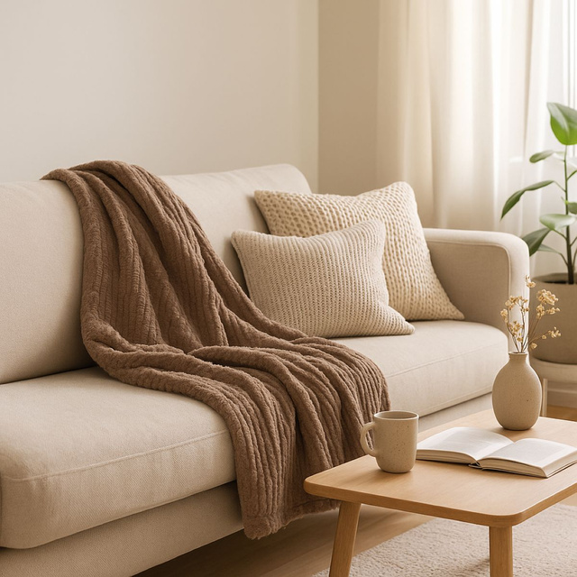 Pătură din flanel 160 x 130 cm, maro