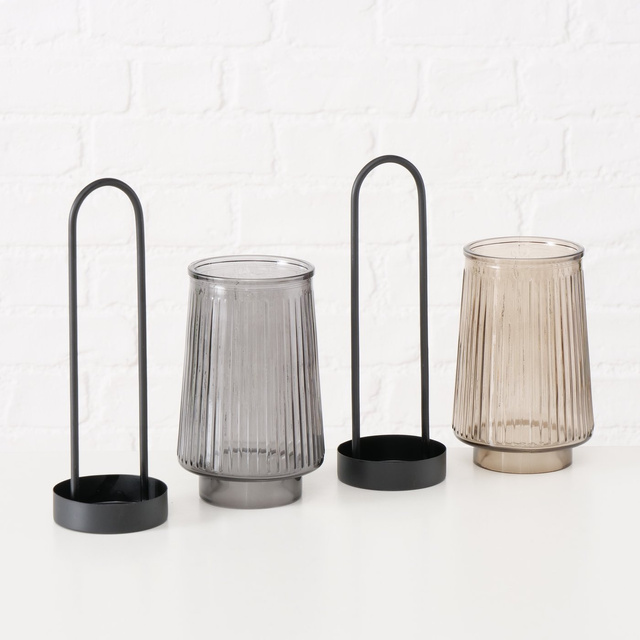 Sfeșnic din sticlă cu mâner IVER, 25,5 cm