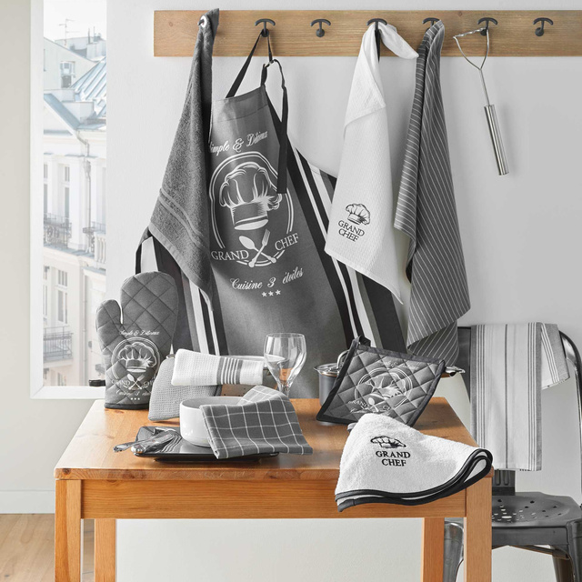 Prosoape de bucatarie din bumbac GRAND CHEF, gri, 2 bucati