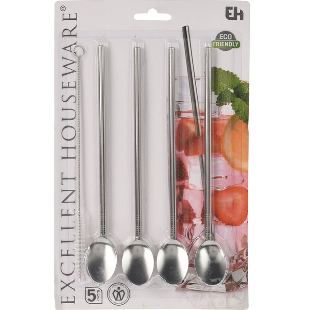 Paie metalice in forma de lingura, 4 bucati + ustensila de curatat