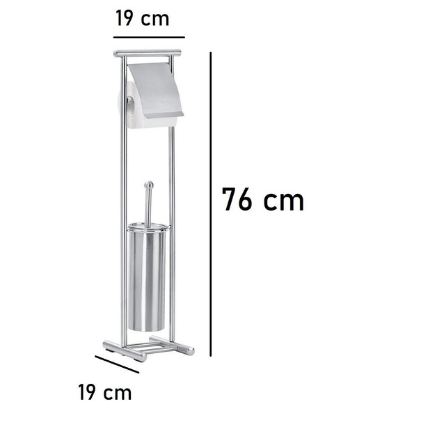 Set de baie Lioni din oțel inoxidabil satinat, suport pentru role și perie de toaletă, WENKO