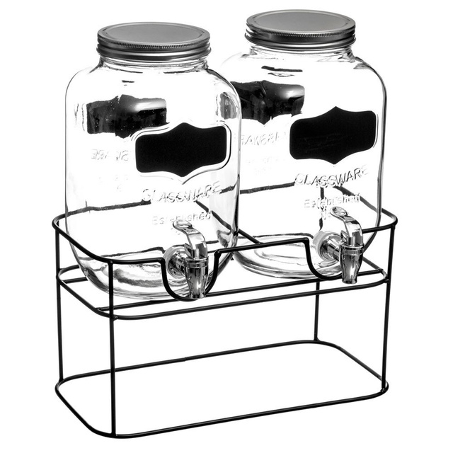 Dozator dublu pentru bauturi pe suport, 4L x 2 bucati incluse