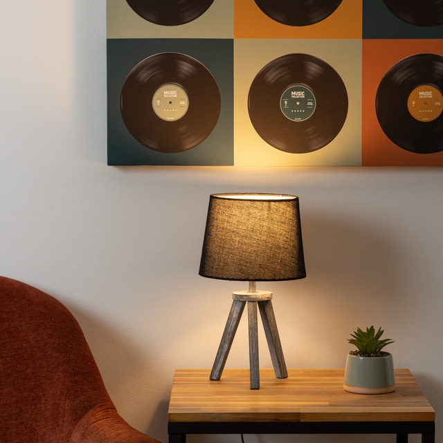 Veioza MINI NOIR, picioare din lemn, 30 cm