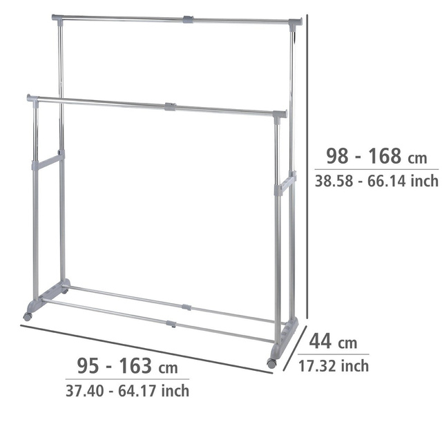Suport telescopic pentru haine - dulap pe roți