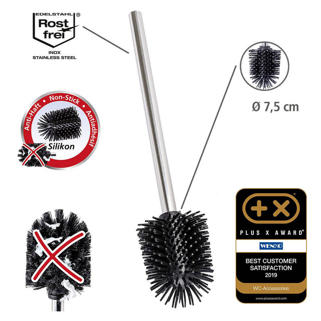 Perie de toaletă auto-curățată din silicon ⌀ 7,5 cm, WENKO