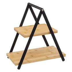 Platou pentru servire prajituri si fructe, bambus, doua niveluri, inaltime 29,3 cm