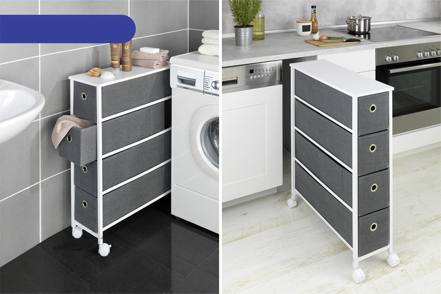 Raft de bucatarie ingust, cu roti, latime 20 cm