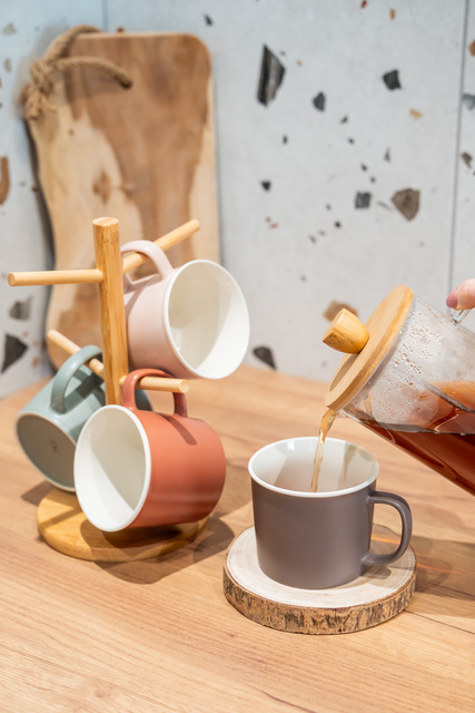 Suporturi din lemn NATURAL pentru farfuri, set de 4