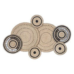 Decoratiune de perete Boho, cercuri din paie, 115 x 72 cm