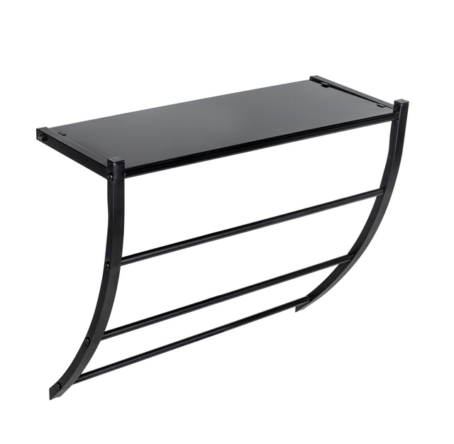 Suport de perete negru cu poliță de sticlă, Tarderia, WENKO