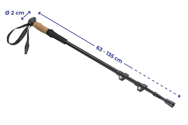 Bețe pentru trekking PREMIUM, ultra-ușoare, pliabile, 63 -135 cm