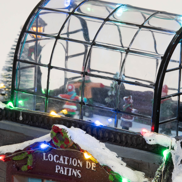 Figurina scena de Craciun, patinoar cu iluminare cu LED