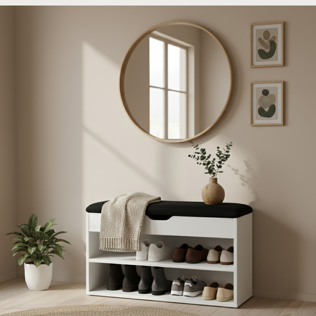Dulap pentru pantofi cu loc de șezut LEVA, 60 x 30 x 47 cm