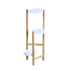 Stand pentru flori din bambus cu suporturi din plastic