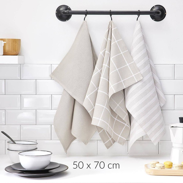 Set 3 prosoape de bucatarie, din bumbac Uni, 50 x 70 cm