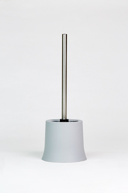 Perie pentru toaletă și recipient din plastic, WENKO, gri