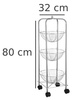Carucior bucatarie cu cosuri cu fructe, 3 niveluri, otel cromat, 80 cm