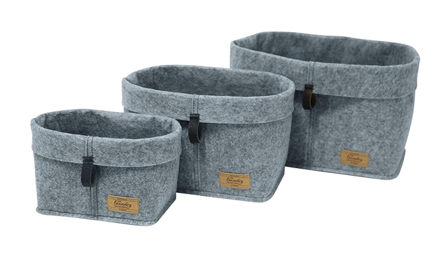 Organizator pentru cosmetice si obiecte mici FELI, imitatie de pasla, gri, 24 x 16 x 16 cm, Wenko