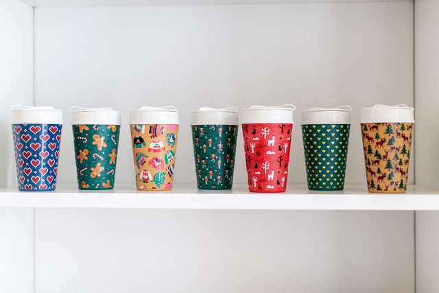 Cana termica ISO TO GO, 400 ml, model geometric, KOZIOL