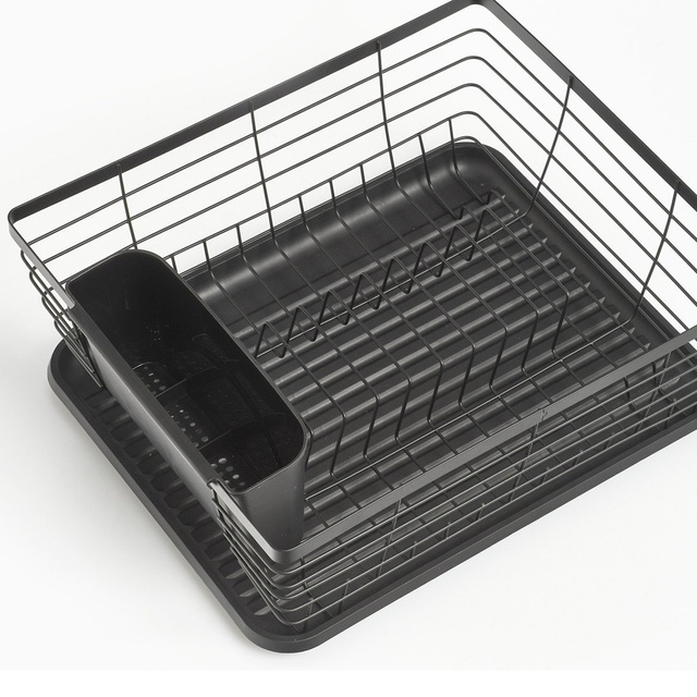 Scurgător de vase cu recipient pentru tacâmuri, negru, ZELLER