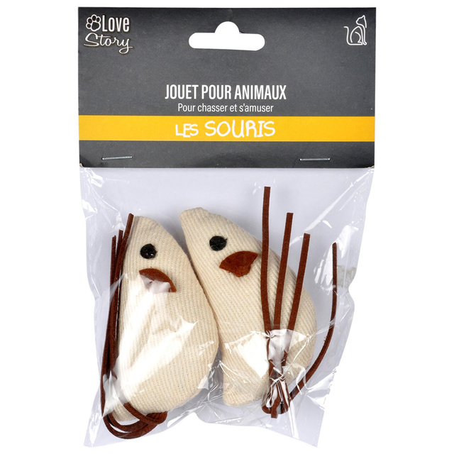 Jucărie pisică MOUSE, poliester, 14 cm, 2 buc