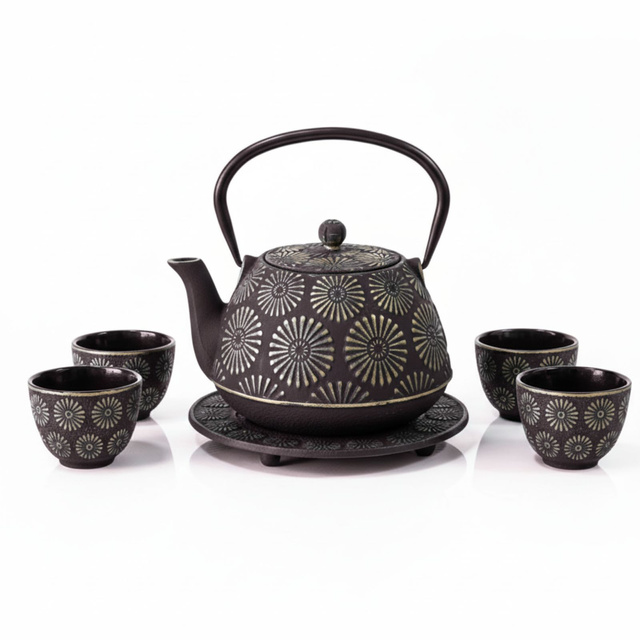 Cumpăna din fontă cu cești și suport KOGA, 1200 ml, aurie