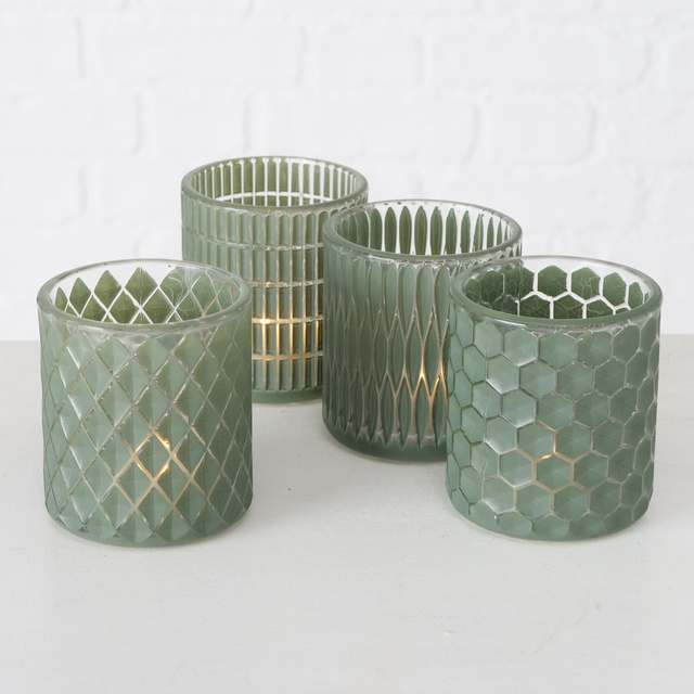 Sfeșnic mozaic  Dustin, 8 cm,  verde pal