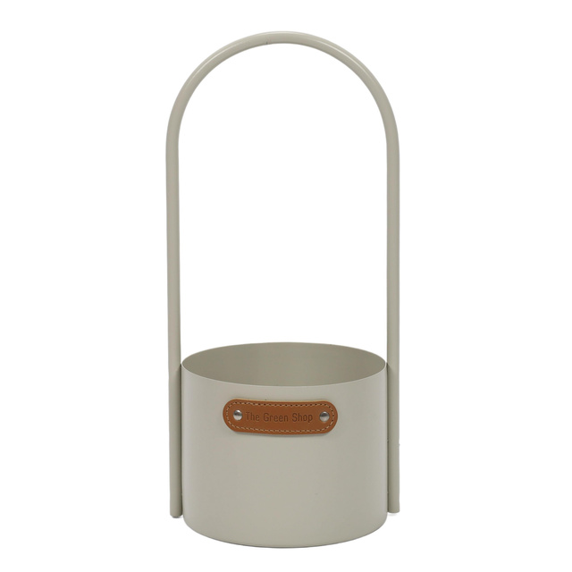 Ghiveci de flori metalic cu maner, Ø 13 x 30 cm