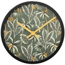 Ceas de perete TROPIC, cu motiv verde de plante, Ø 22 cm