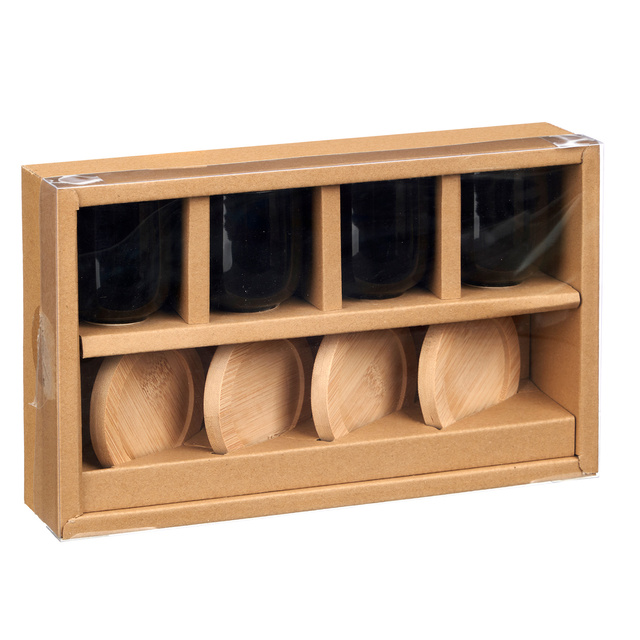 Boluri pentru gustări BUMY pe platou cu lingurițe din lemn, 10 x 39 x 6 cm