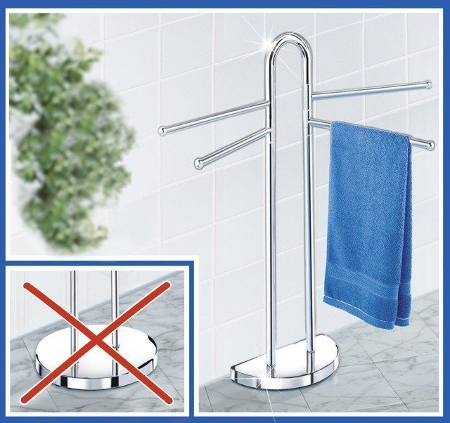 Suport pentru prosoape de baie - cu 4 brațe, cromat, WENKO