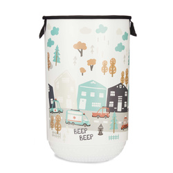 Coș de rufe cu capac cu model de oraș BEEP BEEP, 40 l