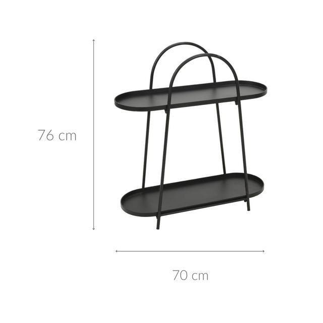 Masa laterala pentru canapea, doua niveluri, neagra, 70 x 25 x 76 cm