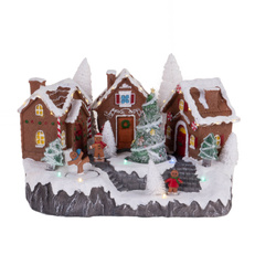 Figurina scena de Craciun mobila, case de turta dulce, 31 x 23 cm