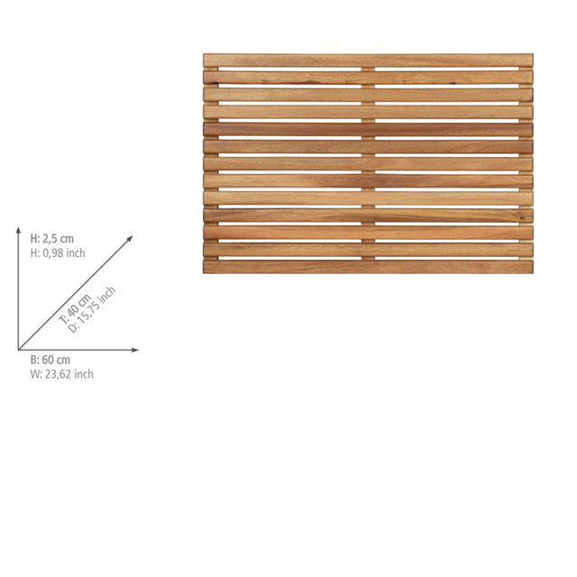 Grila de dus din lemn de salcam, 40 x 60 cm