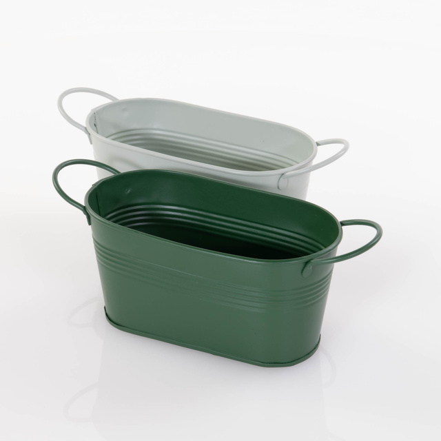 Jardiniera de flori pentru balcon Lingo, zincat, lung, 20 x 8,5 x 9,5 cm