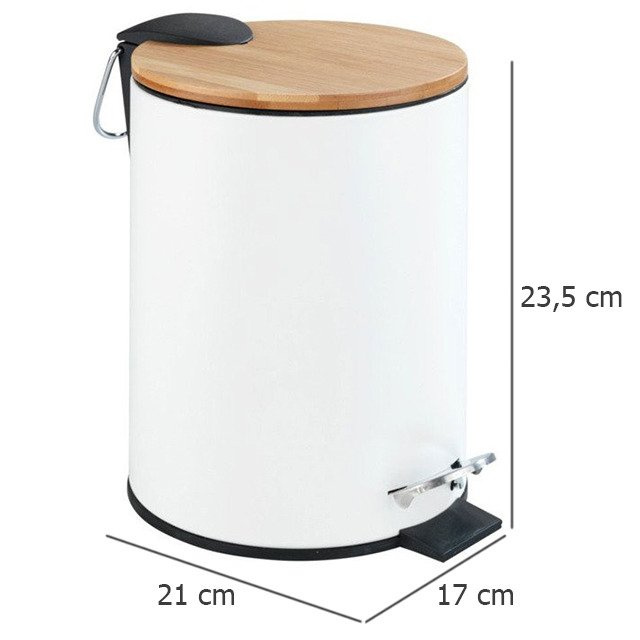 Coș de baie TORTONA, Easy Close, 3 L, alb mat, WENKO