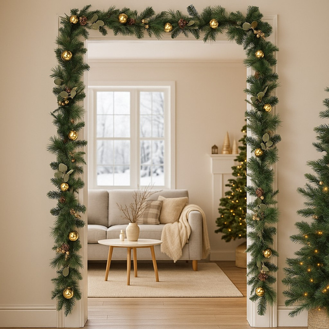 Ghirlanda de Craciun cu globuri, 200 cm