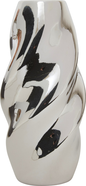 Vază argintie TWISTED SKY, ceramică, înălțime 21 cm
