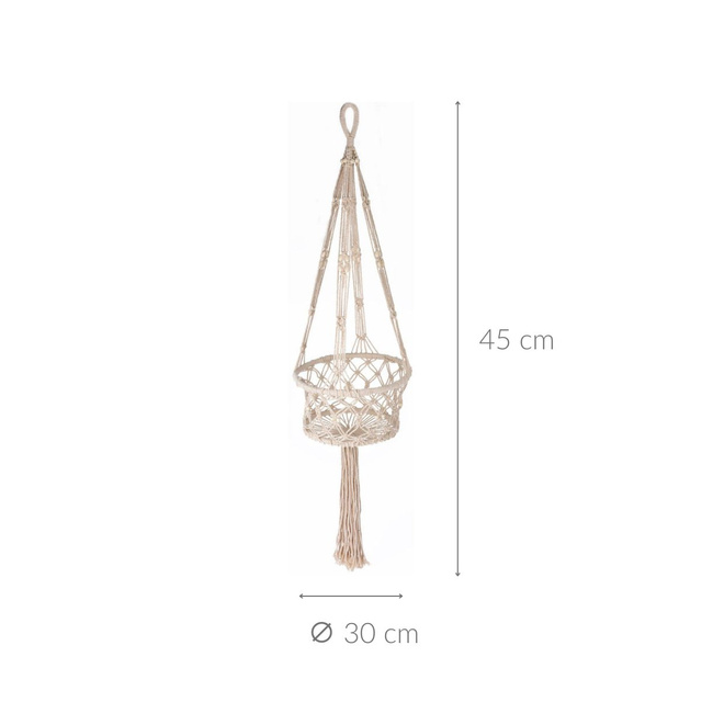 Ghiveci de flori suspendat de macrame, 45 cm