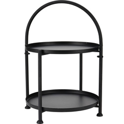 Mesea de cafea rotundă loft cu mânere, metalică, 34 x 45,5 cm